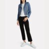 Womens Blue Slim Fit Motorcycle Leather Jacket - Image 3