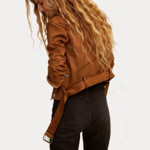 Alternative view of Womens Brown Biker Suede Leather Jacket