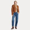 Womens Brown Sheepskin Moto Geniune Leather Jacket - Image 3