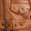 Womens Brown Sheepskin Moto Geniune Leather Jacket - Image 5