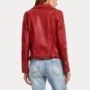 Alternative view of Womens Red Slim Fit Biker Leather Jacket