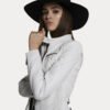 Womens White Kiodo Quilted Leather Jacket - Image 4