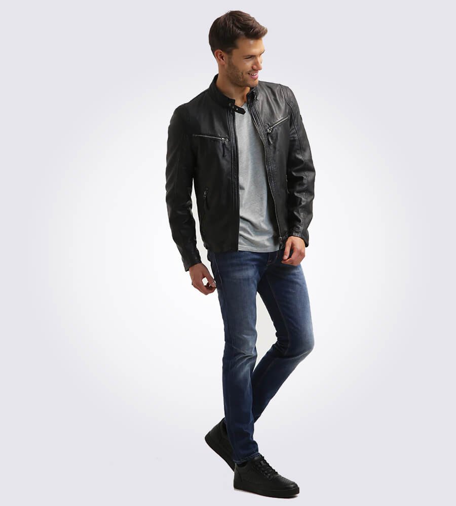 Cobie Classic Black Motorcycle Leather Jacket