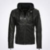 Eric Black Hooded Leather Jacket