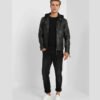 Eric Black Hooded Leather Jacket