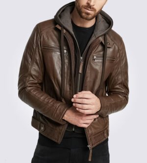Eric Brown Hooded Leather Jacket