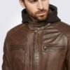 Eric Brown Hooded Leather Jacket