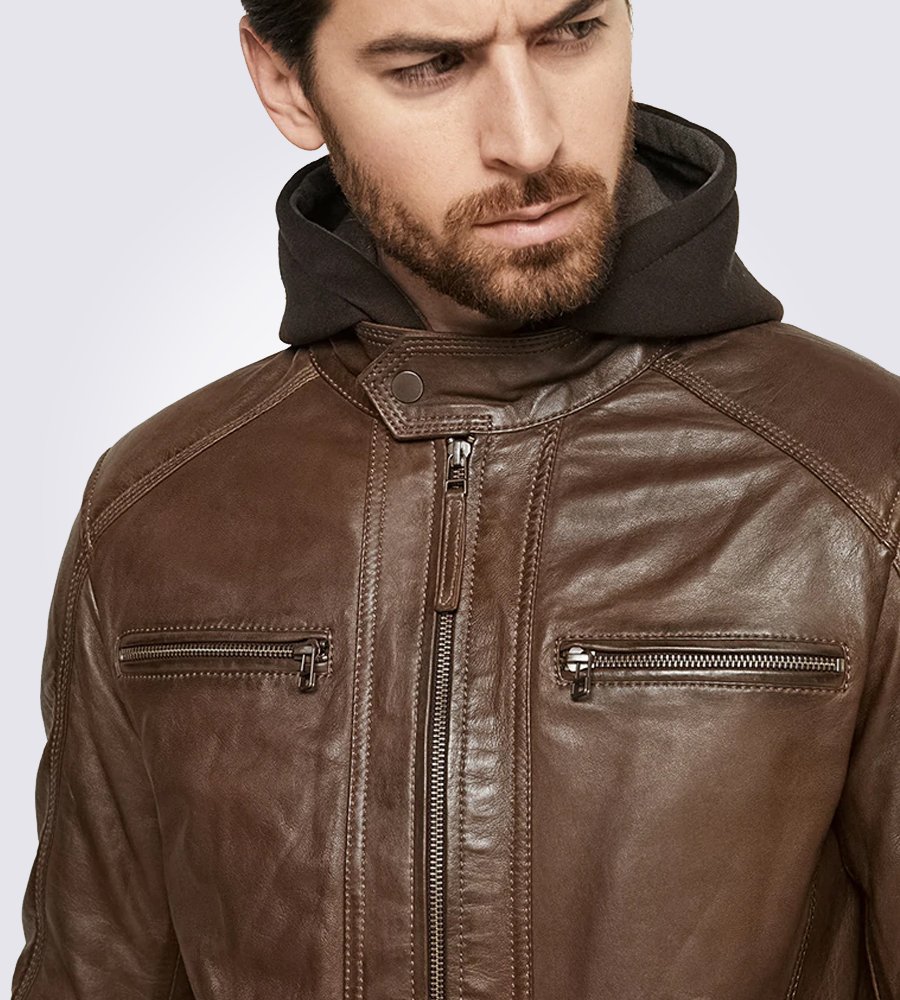 Eric Brown Hooded Leather Jacket