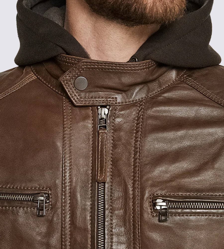 Eric Brown Hooded Leather Jacket