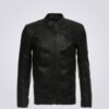 Mens-Classic-Black-Cafe-Racer-Leather-Jacket
