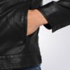 Mens-Classic-Black-Cafe-Racer-Leather-Jacket