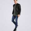 Mens-Classic-Black-Cafe-Racer-Leather-Jacket
