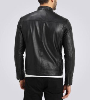 Mens Classic Black Cafe Racer Leather Jacket