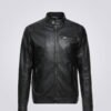 Mens Classic Black Cafe Racer Leather Jacket