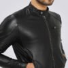 Mens Classic Black Cafe Racer Leather Jacket