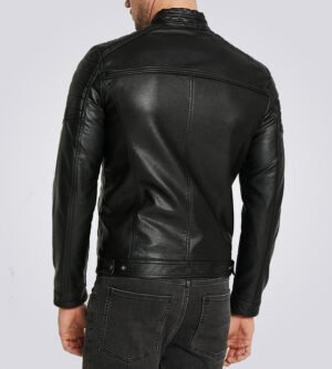 Rocky Men's Casual Black Quilted Biker Leather Jacket