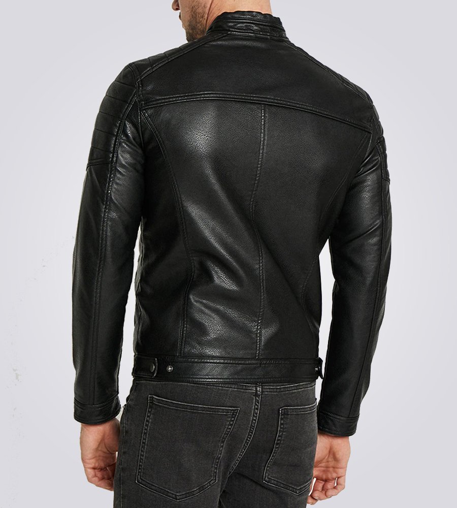 Rocky Men's Casual Black Quilted Biker Leather Jacket