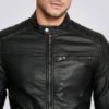Rocky Men's Casual Black Quilted Biker Leather Jacket