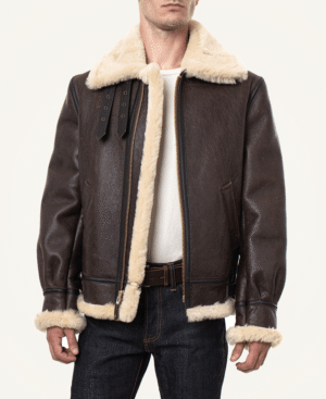 Classic Mens Brown Sheepskin B3 Bomber Jacket