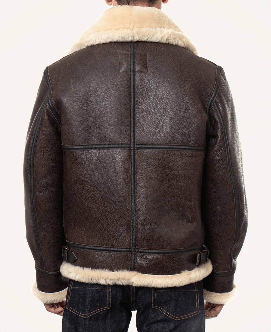 Classic Mens Brown Sheepskin B3 Bomber Jacket