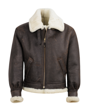 Alternative view of Classic Brown Sheepskin B3 Bomber Shearling Jacket
