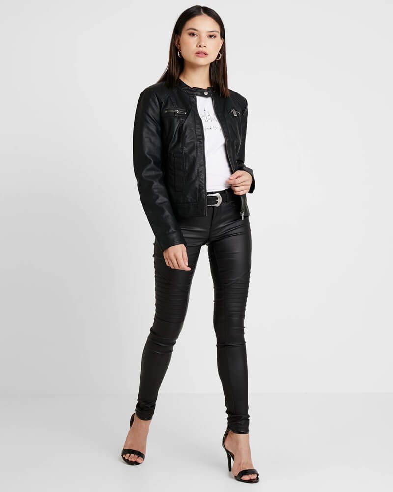 Bandit Black Faux Cafe Racer Leather Jacket