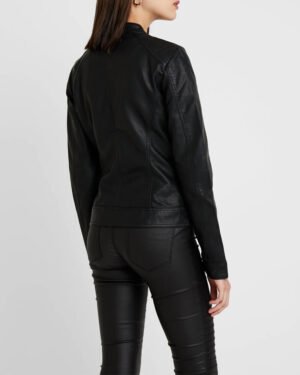 Bandit Black Faux Cafe Racer Leather Jacket
