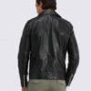 Bryon Black Asymmetrical Belted Biker Leather Jacket