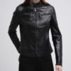 Callie Black Genuine Cafe Racer Leather Jacket