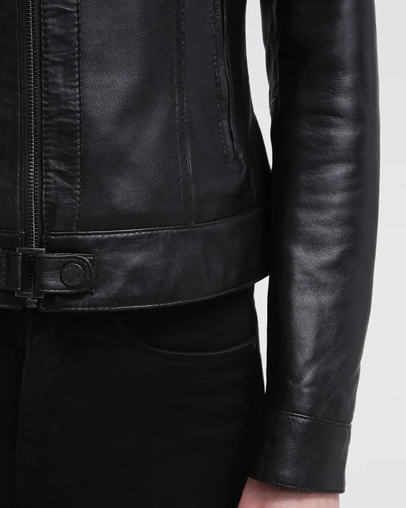 Callie Black Genuine Cafe Racer Leather Jacket