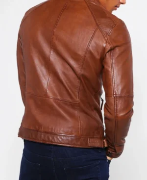 Mens leather jacket back view
