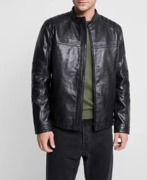 Milo mens black cafe racer leather jacket