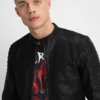 Vieno faux cafe racer leather jacket