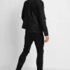 Vieno faux cafe racer leather jacket back view