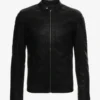 Vieno faux cafe racer leather jacket front view