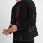Vieno Faux Cafe Racer Leather Jacket