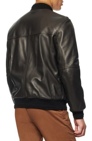 Alternative view of Summit Andrew Bomber Black Leather Jacket