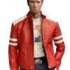 Fight Club Mayhem Red White Leather Jacket