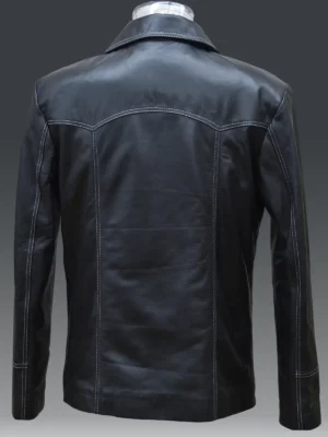 Alternative view of Brad Pitt Fight Club Black Leather Jacket
