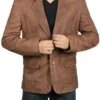 Men's Brown Suede Leather Blazer and Leather Sport Coat