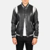 Men's Black & White Leather Varsity Jacket