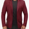 Men’s Casual Maroon Leather Blazer and Leather Sport Coat