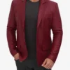 Men’s Casual Maroon Leather Blazer and Leather Sport Coat