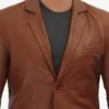 Men's Casual Brown Leather Blazer - Image 3