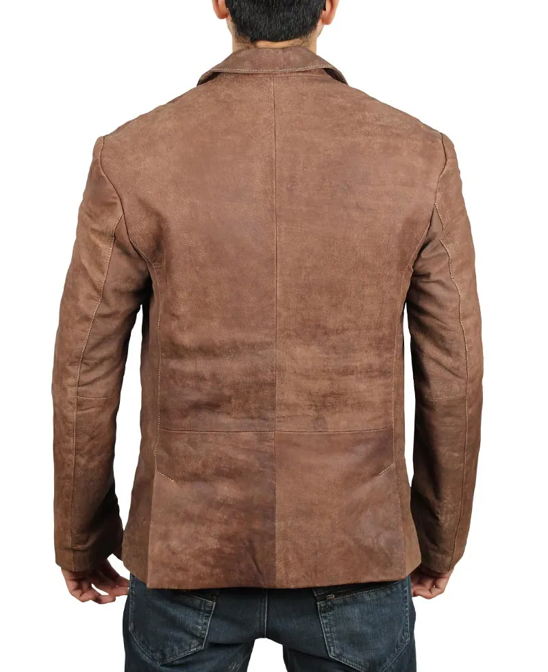 Men's Brown Suede Leather Blazer and Leather Sport Coat