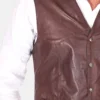 Mens Vintage Dark Brown Real Leather Vest