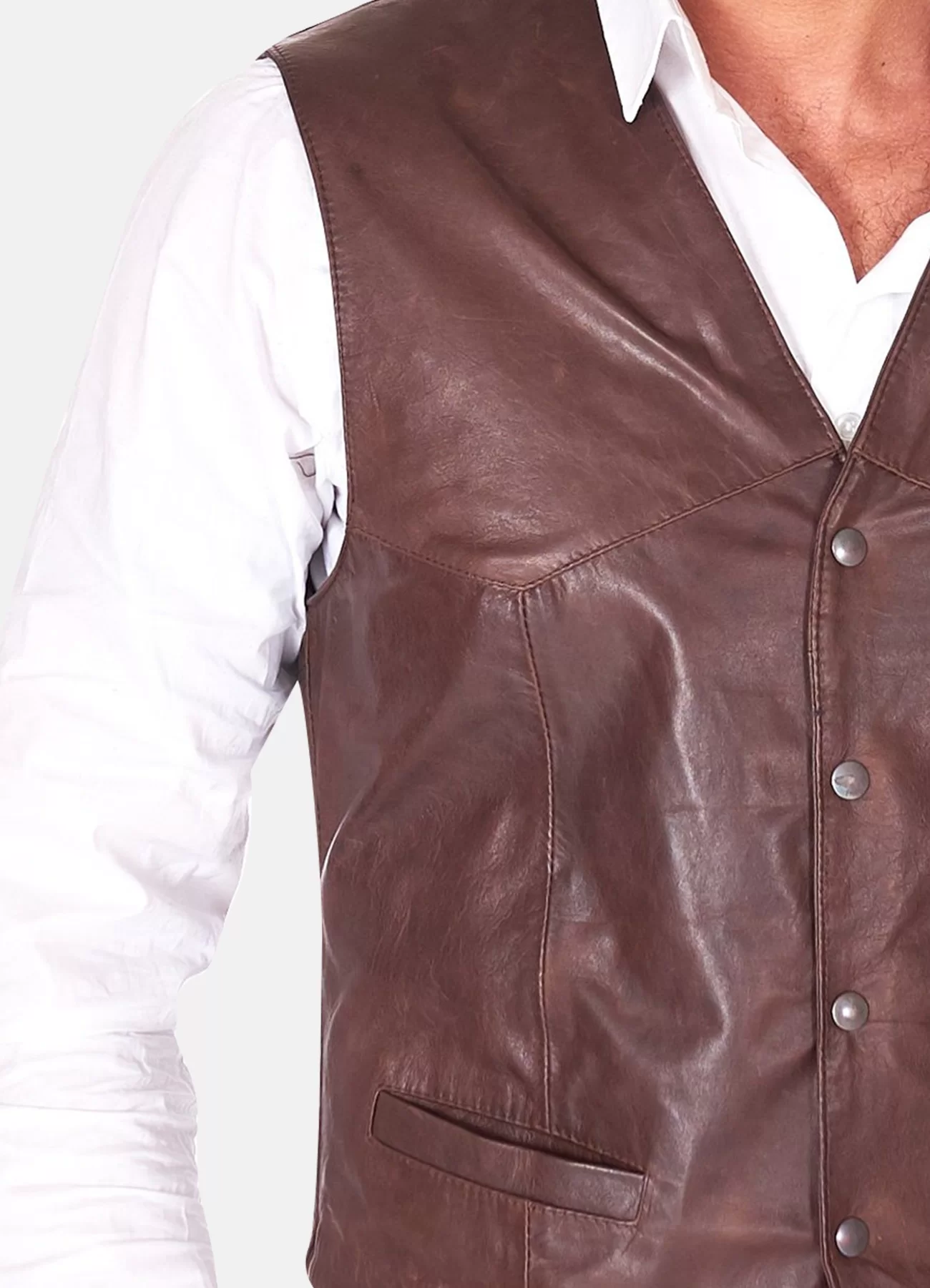 Mens Vintage Dark Brown Real Leather Vest