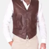 Mens Vintage Dark Brown Real Leather Vest