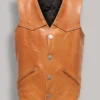 Men's Western Style Camel Brown Cowboy Leather Vest