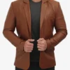 Mens's Casual Brown Leather Blazer and Leather sport coat